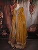 Mustard Gold Paisley Sequin and Zari Embroidered Design Tissue Silk Gown with Dupatta