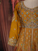 Mustard Gold Paisley Sequin and Zari Embroidered Design Tissue Silk Gown with Dupatta