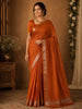 Mustard Gold Solid Woven Design Mysore Silk Saree with Zari Border
