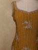 Mustard Golden Yellow Floral Sequins Embroidered Design Organza Palazzo Suit with Dupatta
