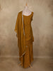 Mustard Golden Yellow Floral Sequins Embroidered Design Organza Palazzo Suit with Dupatta