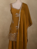 Mustard Golden Yellow Floral Sequins Embroidered Design Organza Palazzo Suit with Dupatta