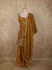 Mustard Golden Yellow Floral Sequins Embroidered Design Organza Palazzo Suit with Dupatta