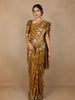 Mustard Green Cotton Saree with Abstract Design
