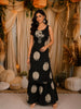 Mustard Green Oversized Motif Mirror and Thread Embroidered Design Cotton Palazzo Suit