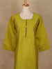 Mustard Green Solid Cotton Kurti With Button Detailing