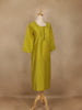 Mustard Green Solid Cotton Kurti With Button Detailing