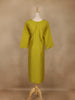 Mustard Green Solid Cotton Kurti With Button Detailing