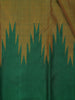 Mustard Green Solid Woven Pure Silk Saree With Temple border