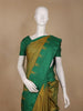 Mustard Green Solid Woven Pure Silk Saree With Temple border