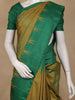 Mustard Green Solid Woven Pure Silk Saree With Temple border