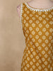 Mustard Ochre Yellow Floral Printed Design Cotton Kurti