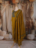 Mustard Olive Green Abstract Kalamkari Mirror Embroidered Design Cotton Straight Cut Salwar Suit with Contrast Dupatta