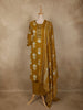 Mustard Olive Green Floral Printed Design Cotton Salwar Suit with Dupatta