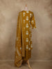 Mustard Olive Green Floral Printed Design Cotton Salwar Suit with Dupatta