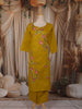 Mustard Olive Green Floral Printed Design Cotton Straight Cut Salwar Suit