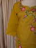 Mustard Olive Green Floral Printed Design Cotton Straight Cut Salwar Suit