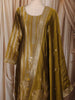 Mustard Olive Green Floral Zari Embroidered Design Semi Silk Straight cut Salwar Suit with Dupatta