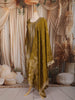 Mustard Olive Green Floral Zari Embroidered Design Semi Silk Straight cut Salwar Suit with Dupatta