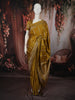 Mustard Olive Striped Zari Woven Design Pure Banarasi Silk Party Wear Saree with Zari Border
