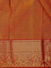Mustard Orange Floral Woven Pure Kanchipuram Silk Saree With Contrast Border
