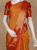 Mustard Orange Floral Woven Pure Kanchipuram Silk Saree With Contrast Border