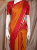 Mustard Orange Paisley Woven Design Pure Kanchipuram Silk Saree with Contrast Woven Border