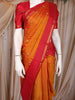 Mustard Orange Paisley Woven Design Pure Kanchipuram Silk Saree with Contrast Woven Border