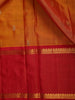 Mustard Orange Paisley Woven Design Pure Kanchipuram Silk Saree with Contrast Woven Border