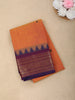 Mustard Orange Temple Border Cotton Saree with Contrast Zari Border