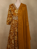 Mustard Yellow Abstract Printed Design Georgette Anarkali Gown with Dupatta