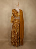 Mustard Yellow Abstract Printed Design Georgette Anarkali Gown with Dupatta