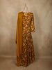 Mustard Yellow Abstract Printed Design Georgette Anarkali Gown with Dupatta