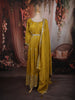Mustard Yellow Beads and Zari Embroidered Design Semi Silk Gown with Dupata