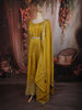 Mustard Yellow Beads and Zari Embroidered Design Semi Silk Gown with Dupata
