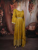 Mustard Yellow Beads and Zari Embroidered Design Semi Silk Gown with Dupata