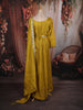 Mustard Yellow Beads and Zari Embroidered Design Semi Silk Gown with Dupata