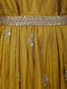 Mustard Yellow Beads and Zari Embroidered Design Semi Silk Gown with Dupata