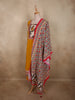 Mustard Yellow Bird Motif Printed Design Cotton Palazzo Suit with Floral Dupatta