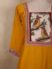 Mustard Yellow Bird Motif Printed Design Cotton Palazzo Suit with Floral Dupatta