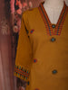 Mustard Yellow Butta Thread and Mirror Embroidered Design Cotton Straight Cut Salwar Suit with Contrast Dupatta