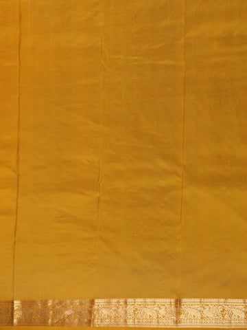 Mustard Yellow Butta Woven Design Pure Kanchipuram Silk Saree - Diadem