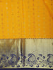 Mustard Yellow Butta Woven Design Pure Kanchipuram Silk Saree with Contrast Paisley Zari Border