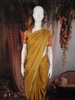 Mustard Yellow Butta Woven Design Soft Tissue Saree with Scalloped Border
