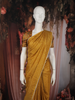 Mustard Yellow Butta Woven Design Soft Tissue Saree with Scalloped Border