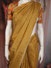 Mustard Yellow Butta Woven Design Soft Tissue Saree with Scalloped Border