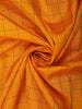 Mustard Yellow Checked Woven Design Pure Kanchipuram Silk Saree with Contrast Temple Border