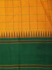 Mustard Yellow Checked Woven Design Pure Kanchipuram Silk Saree with Contrast Temple Border
