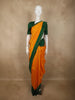 Mustard Yellow Checked Woven Design Pure Kanchipuram Silk Saree with Contrast Temple Border