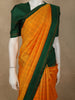 Mustard Yellow Checked Woven Design Pure Kanchipuram Silk Saree with Contrast Temple Border